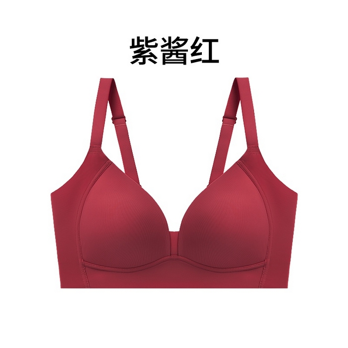 蚕云阁蚕丝家居 2025新款真丝无痕聚拢文胸 紫酱红