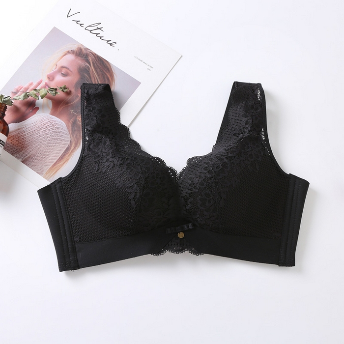 91家纺网 家纺一手货源 找家纺 蚕云阁蚕丝家居 2025新款蕾丝聚拢文胸 黑色
