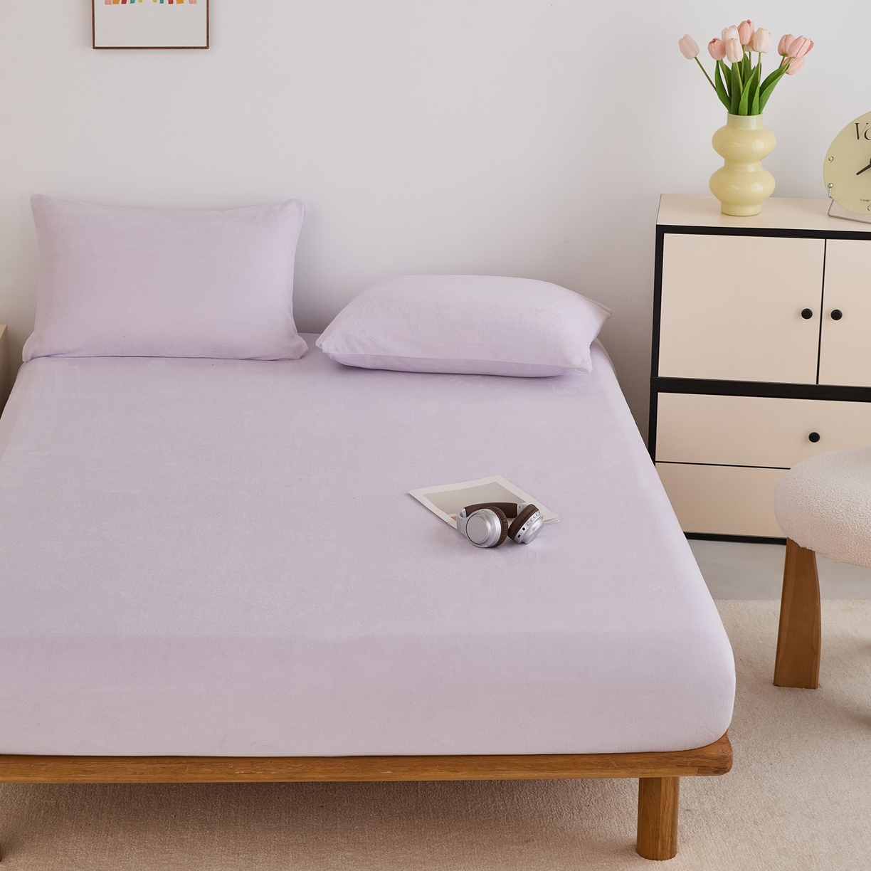 91家纺网 家纺一手货源 找家纺 曼町家居 2025新款高克重柔软牛奶绒床笠单床笠床笠单件 梦幻紫