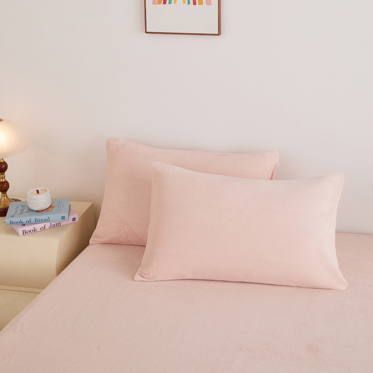 91家纺网 家纺一手货源 找家纺 曼町家居 2025新款高克重柔软牛奶绒床笠单床笠床笠单件 蜜桃粉