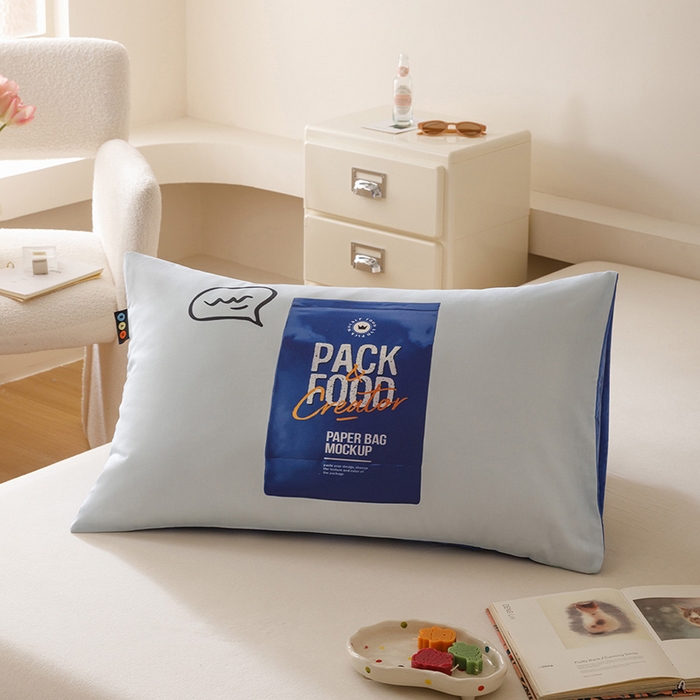 RYB红黄兰 2025新款ins慵懒风撞色系全棉四件套学生季宿舍床纯棉三件套 蓝色零食（枕套）