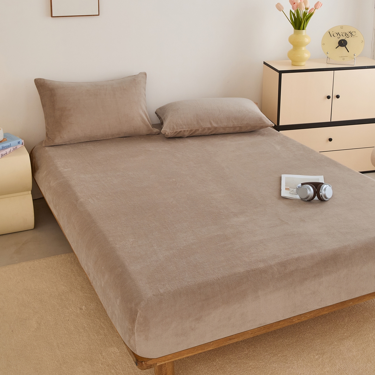 91家纺网 家纺一手货源 找家纺 曼町家居 2025新款高克重柔软牛奶绒床笠单床笠床笠单件 奶茶咖