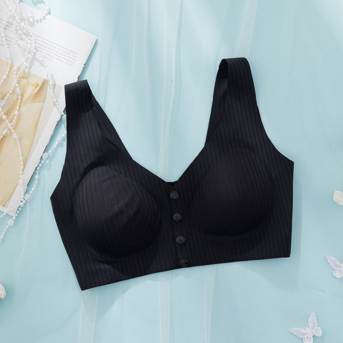 91家纺网 家纺一手货源 找家纺 蚕云阁蚕丝家居 2025新款光面前扣文胸 黑色