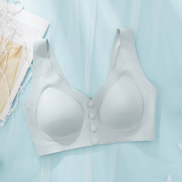 91家纺网 家纺一手货源 找家纺 蚕云阁蚕丝家居 2025新款光面前扣文胸 淡蓝色