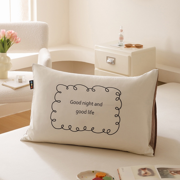 RYB红黄兰 2025新款ins慵懒风撞色系全棉四件套学生季宿舍床纯棉三件套 晚安生活（枕套）