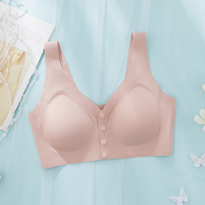 蚕云阁蚕丝家居 2025新款光面前扣文胸 粉色