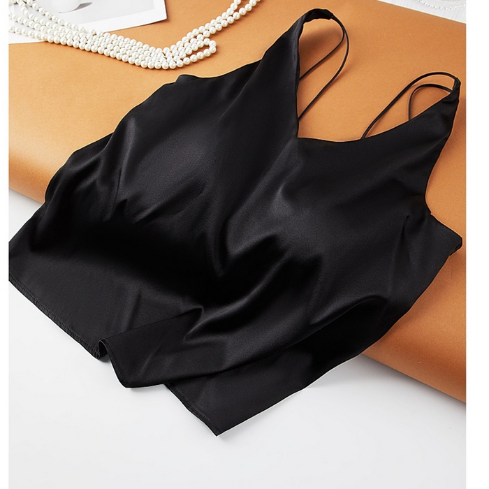 蚕云阁蚕丝家居 2025新款缎面真丝吊带 黑色