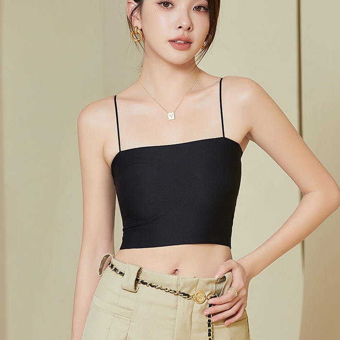 91家纺网 家纺一手货源 找家纺 蚕云阁蚕丝家居 2025新款吊带裹胸 黑色