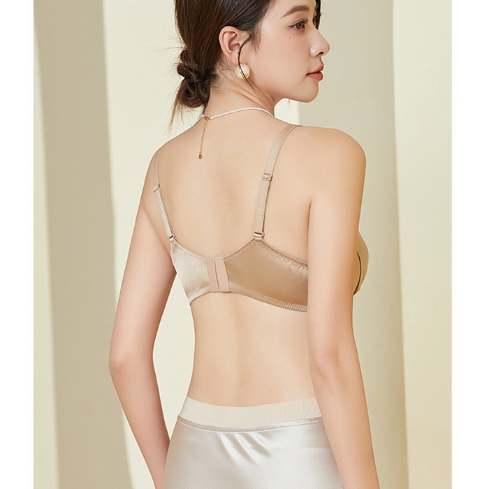 91家纺网 家纺一手货源 找家纺 蚕云阁蚕丝家居 2025新款真丝聚拢文胸 香槟色