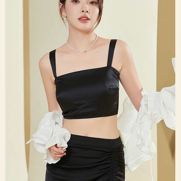 蚕云阁蚕丝家居 2025新款真丝裹胸 黑色