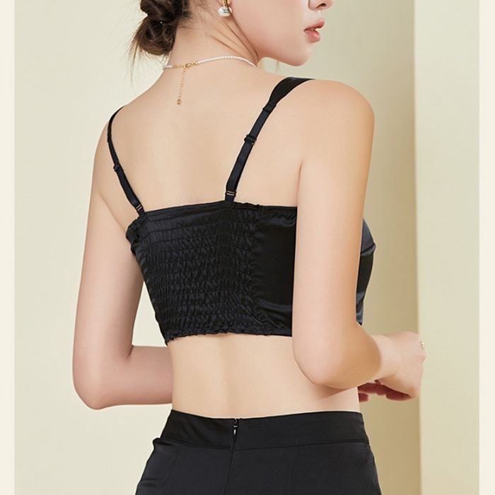 91家纺网 家纺一手货源 找家纺 蚕云阁蚕丝家居 2025新款真丝裹胸 黑色