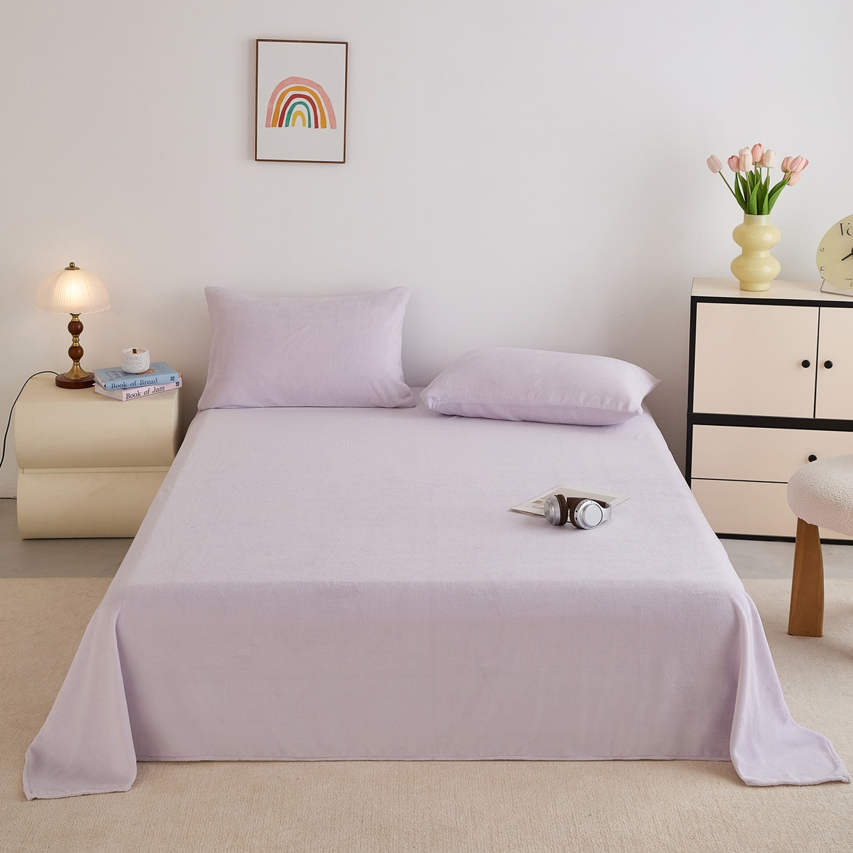 91家纺网 家纺一手货源 找家纺 曼町家居 2025新款高克重牛奶绒床单单床单床单单件 梦幻紫