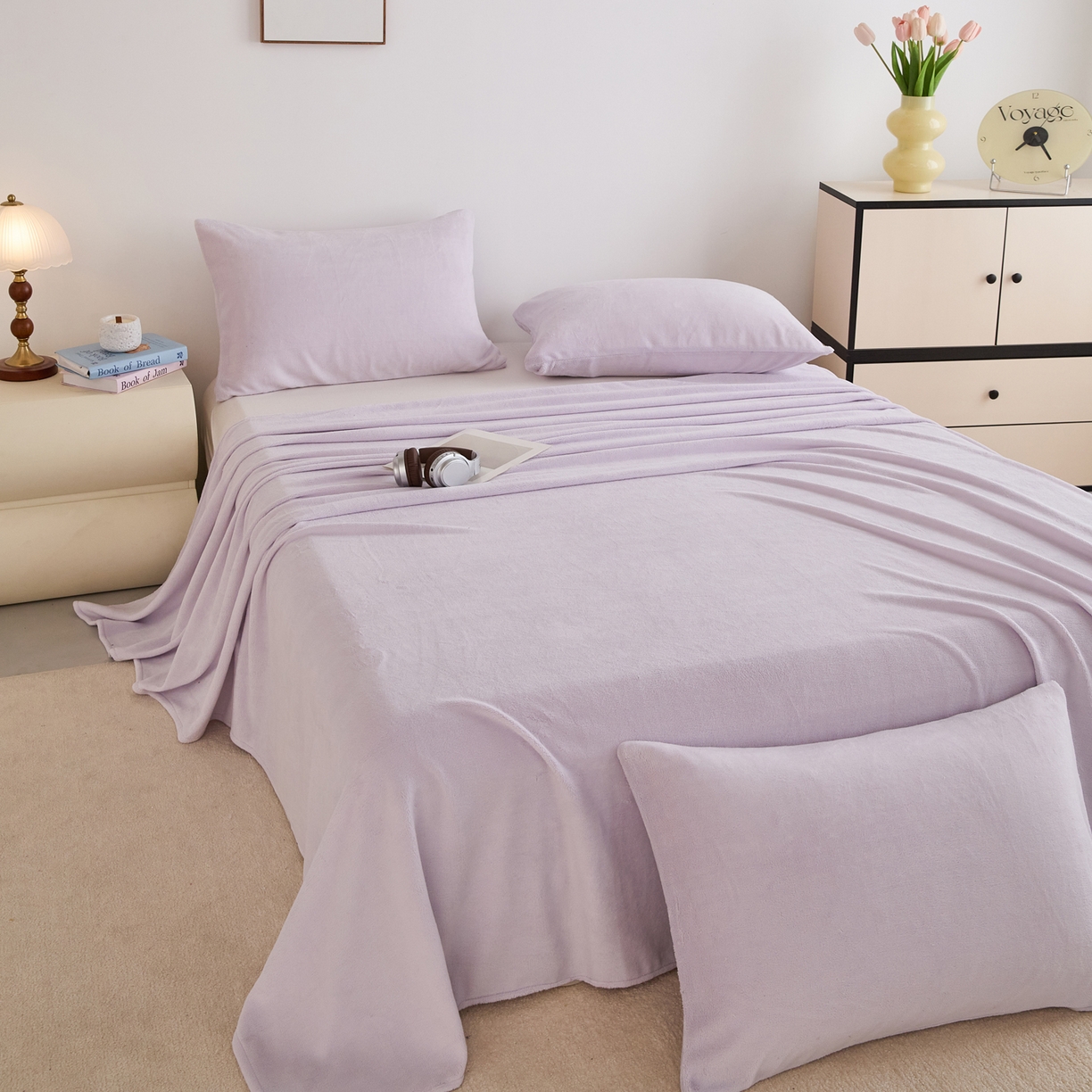 91家纺网 家纺一手货源 找家纺 曼町家居 2025新款高克重牛奶绒床单单床单床单单件 梦幻紫