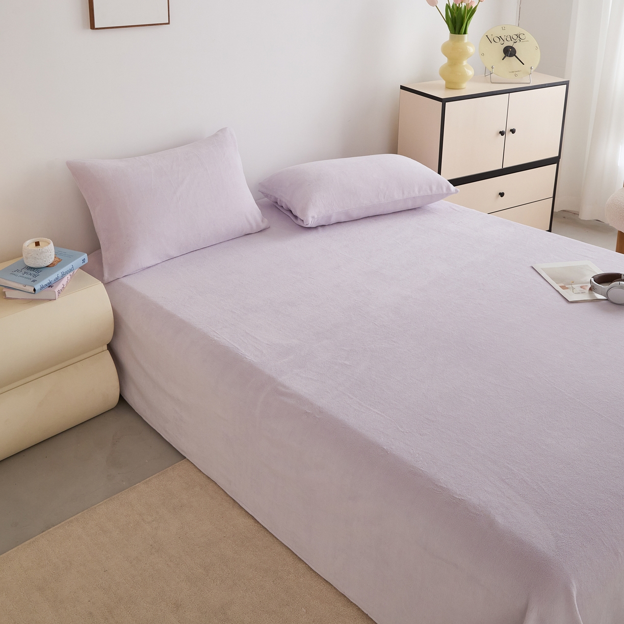 91家纺网 家纺一手货源 找家纺 曼町家居 2025新款高克重牛奶绒床单单床单床单单件 梦幻紫