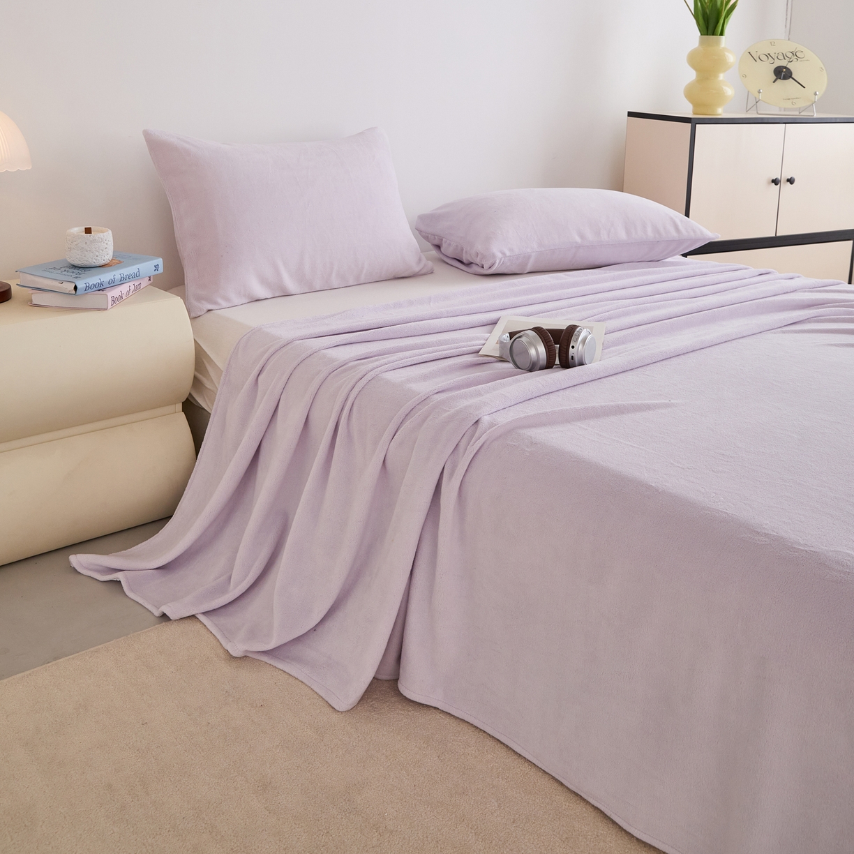 91家纺网 家纺一手货源 找家纺 曼町家居 2025新款高克重牛奶绒床单单床单床单单件 梦幻紫