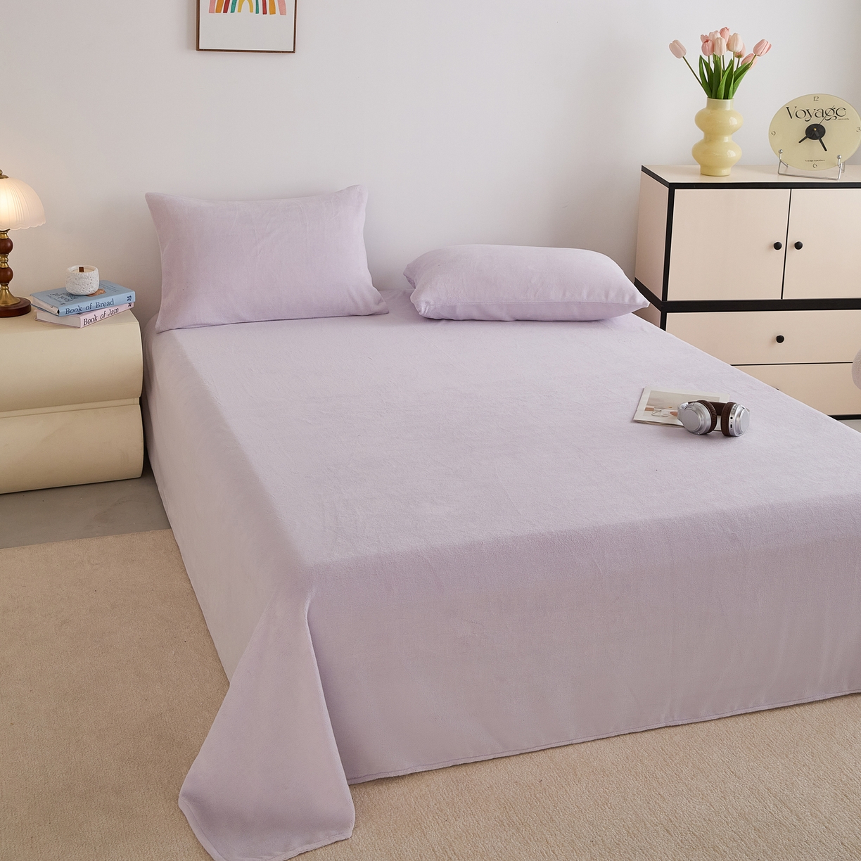 91家纺网 家纺一手货源 找家纺 曼町家居 2025新款高克重牛奶绒床单单床单床单单件 梦幻紫