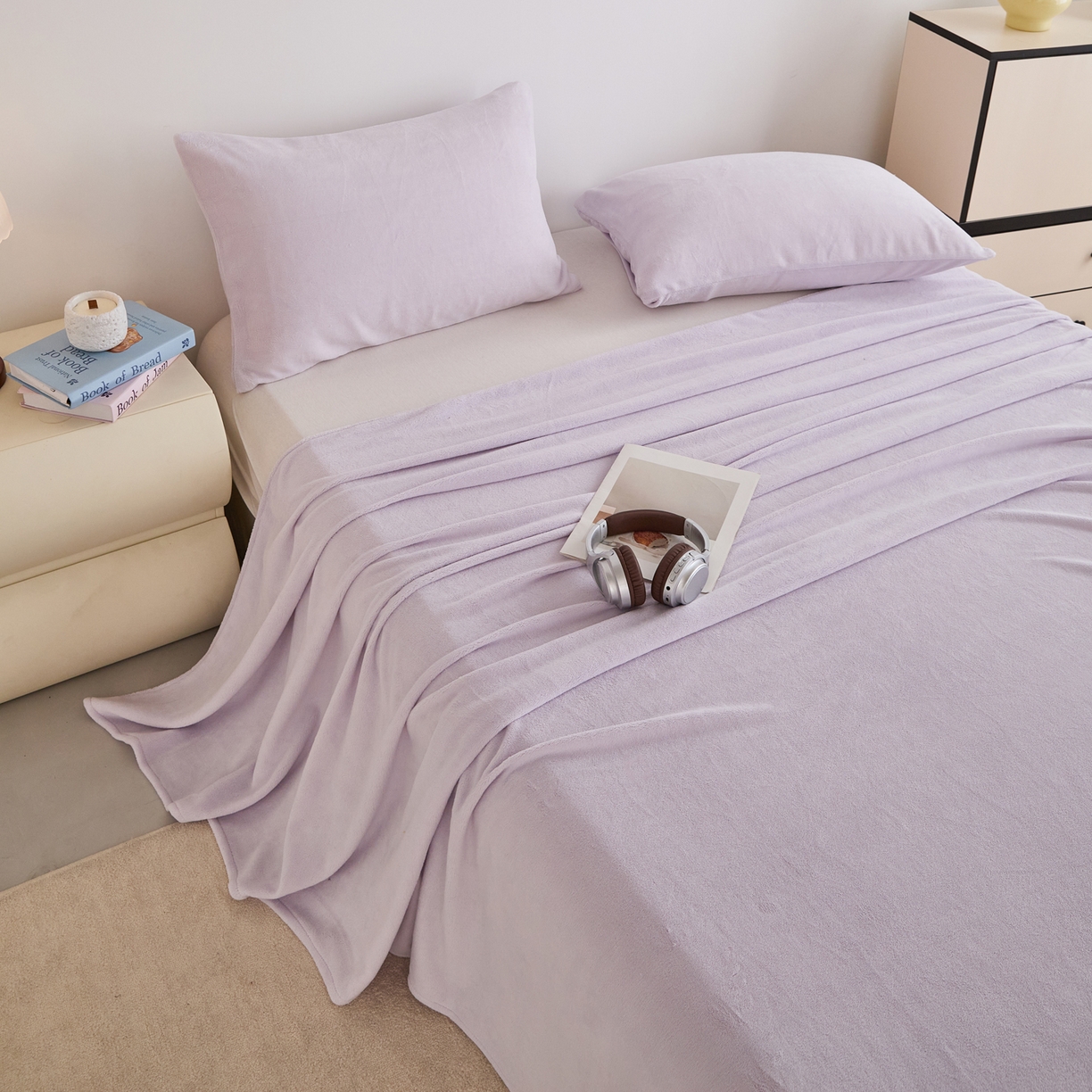 91家纺网 家纺一手货源 找家纺 曼町家居 2025新款高克重牛奶绒床单单床单床单单件 梦幻紫