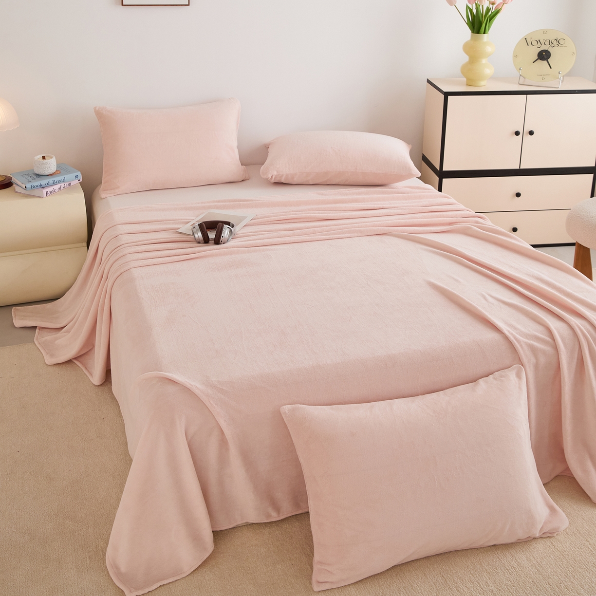 91家纺网 家纺一手货源 找家纺 曼町家居 2025新款高克重牛奶绒床单单床单床单单件 蜜桃粉