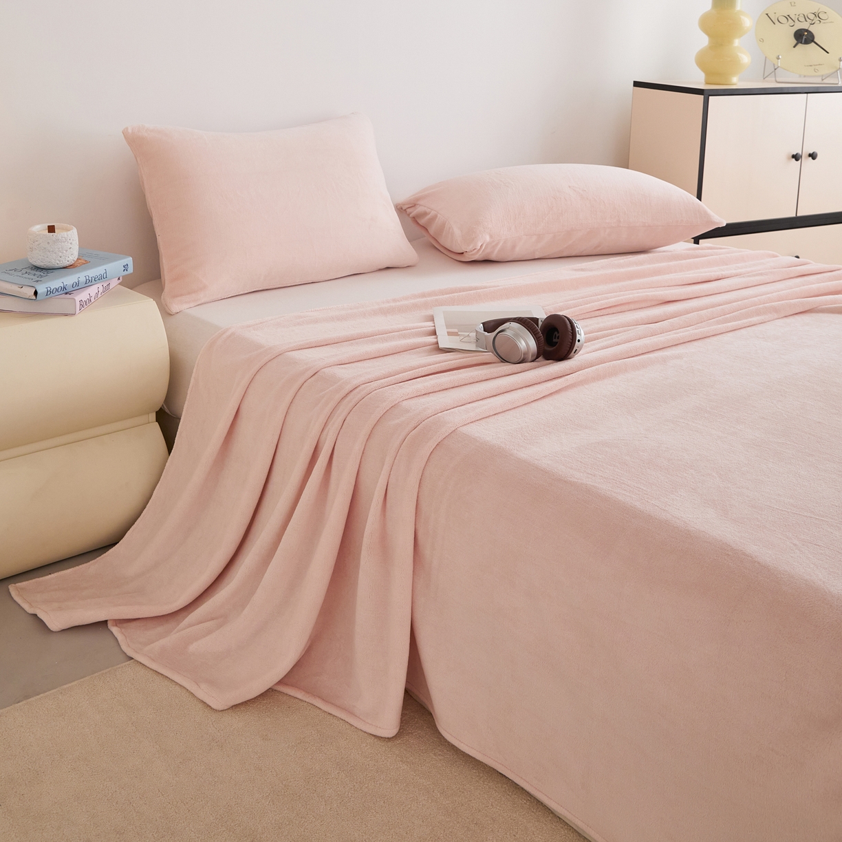 91家纺网 家纺一手货源 找家纺 曼町家居 2025新款高克重牛奶绒床单单床单床单单件 蜜桃粉