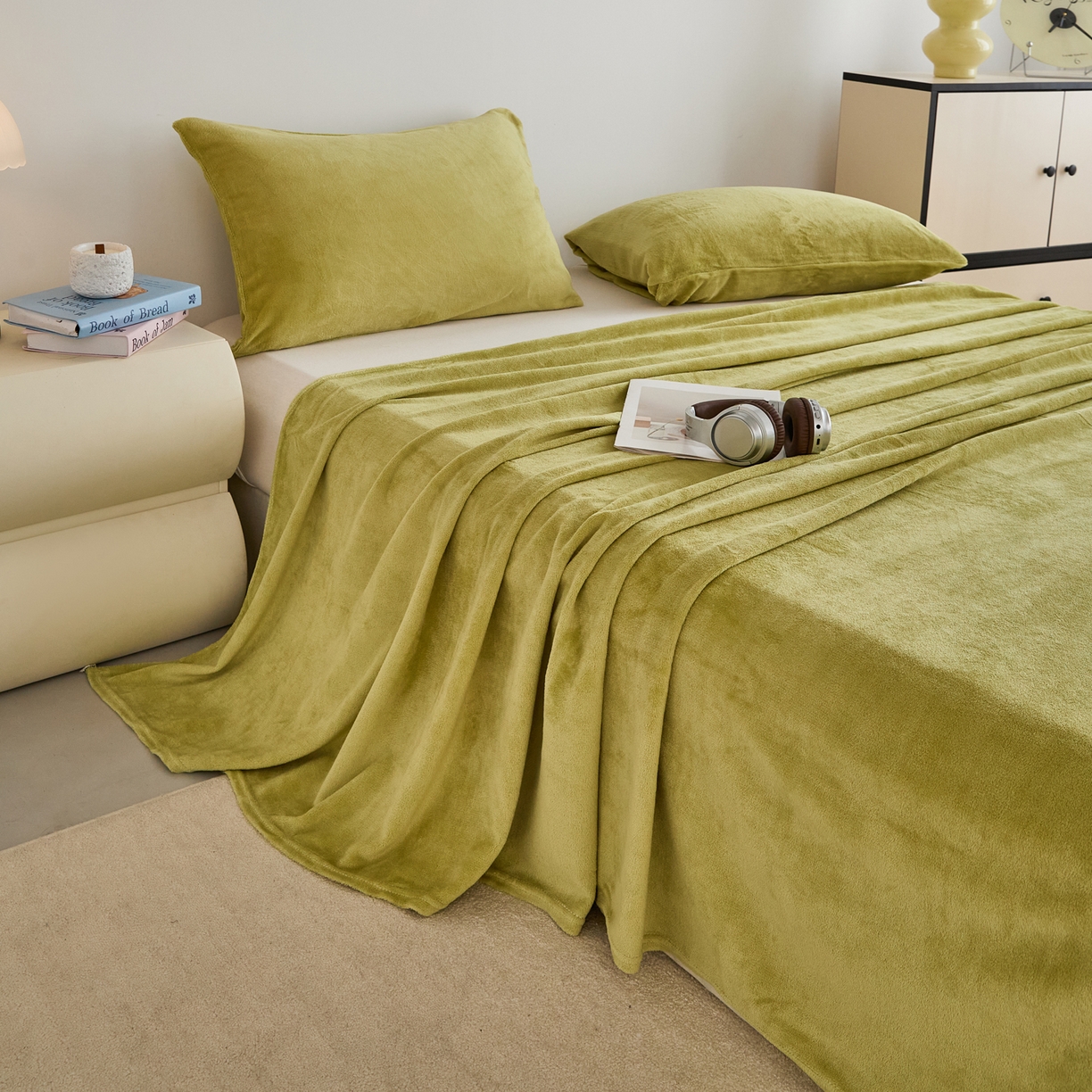 91家纺网 家纺一手货源 找家纺 曼町家居 2025新款高克重牛奶绒床单单床单床单单件 抹茶绿