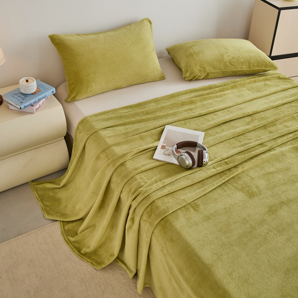 91家纺网 家纺一手货源 找家纺 曼町家居 2025新款高克重牛奶绒床单单床单床单单件 抹茶绿