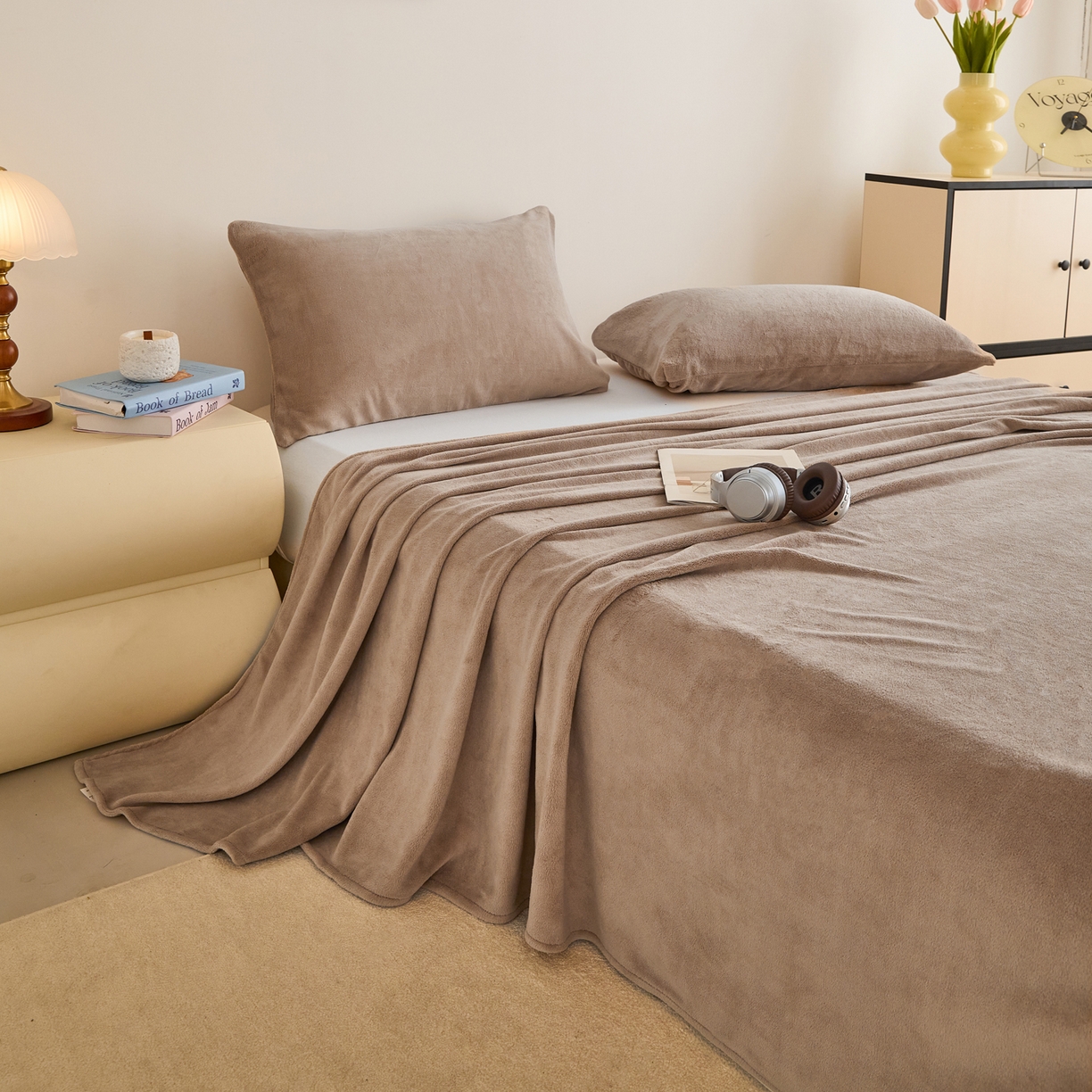 91家纺网 家纺一手货源 找家纺 曼町家居 2025新款高克重牛奶绒床单单床单床单单件 奶茶咖