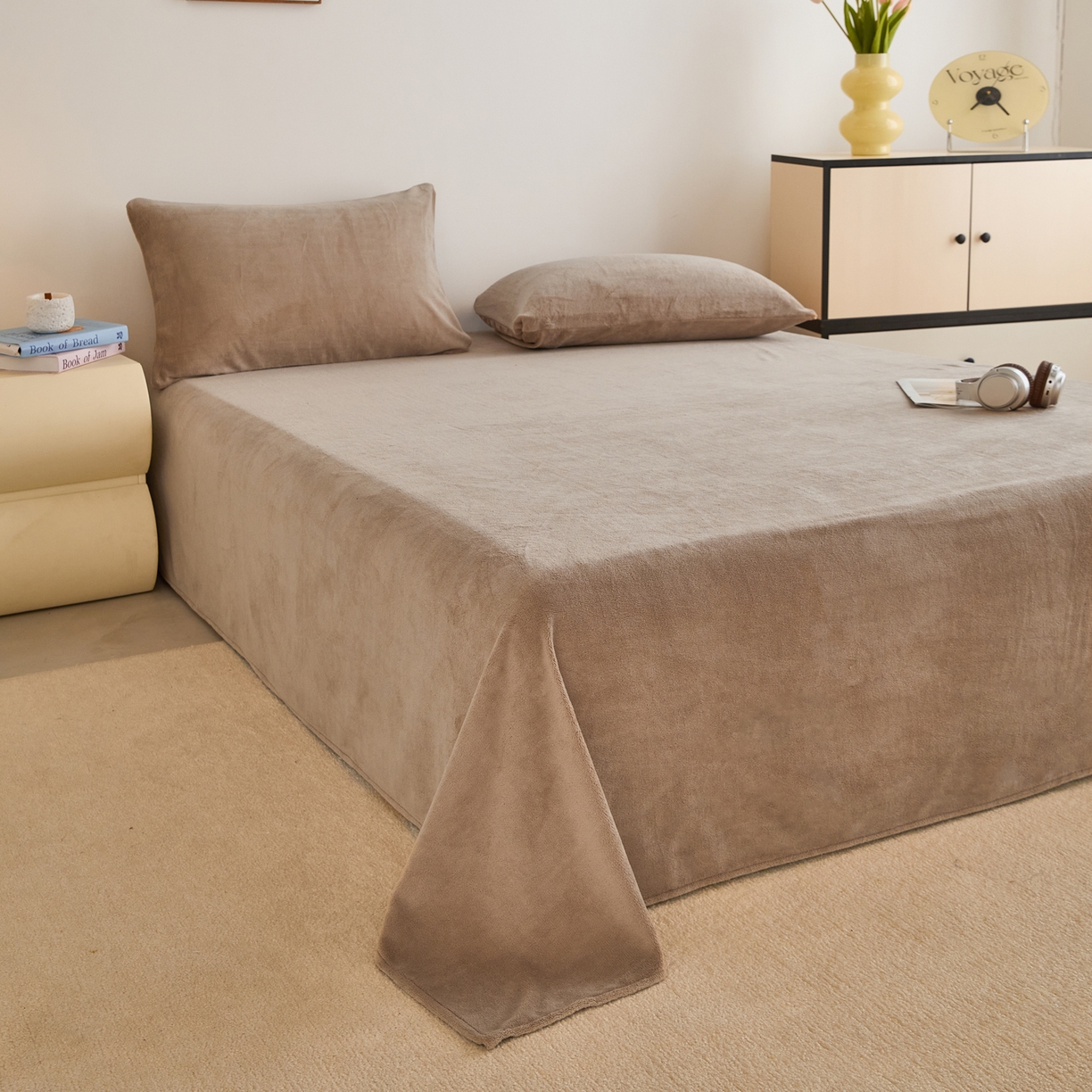 91家纺网 家纺一手货源 找家纺 曼町家居 2025新款高克重牛奶绒床单单床单床单单件 奶茶咖