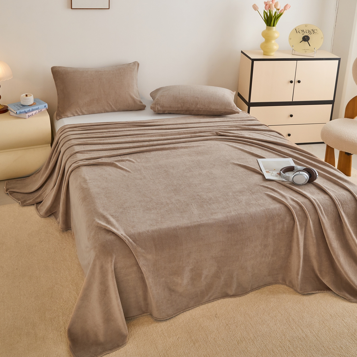 91家纺网 家纺一手货源 找家纺 曼町家居 2025新款高克重牛奶绒床单单床单床单单件 奶茶咖