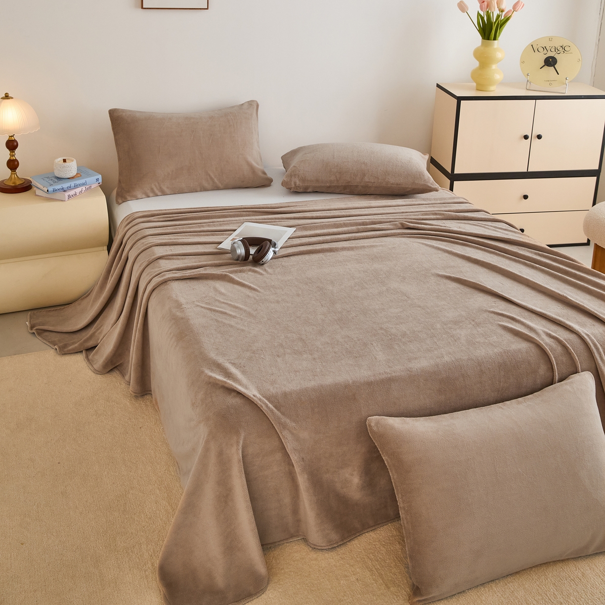 91家纺网 家纺一手货源 找家纺 曼町家居 2025新款高克重牛奶绒床单单床单床单单件 奶茶咖