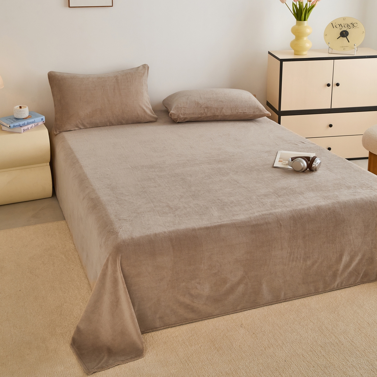 91家纺网 家纺一手货源 找家纺 曼町家居 2025新款高克重牛奶绒床单单床单床单单件 奶茶咖