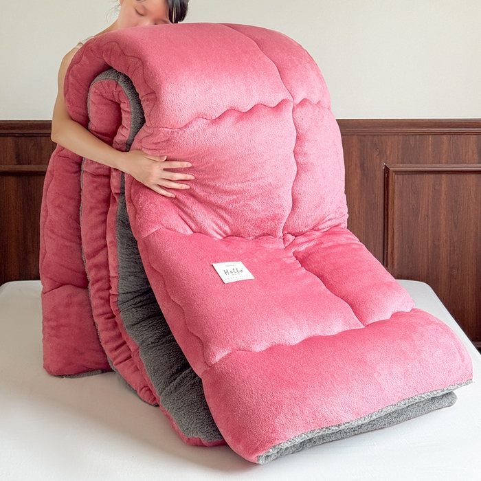 吉祥家纺 2023新款牛奶绒羊羔绒春秋被冬被被芯跨境电商爆款豆沙+灰