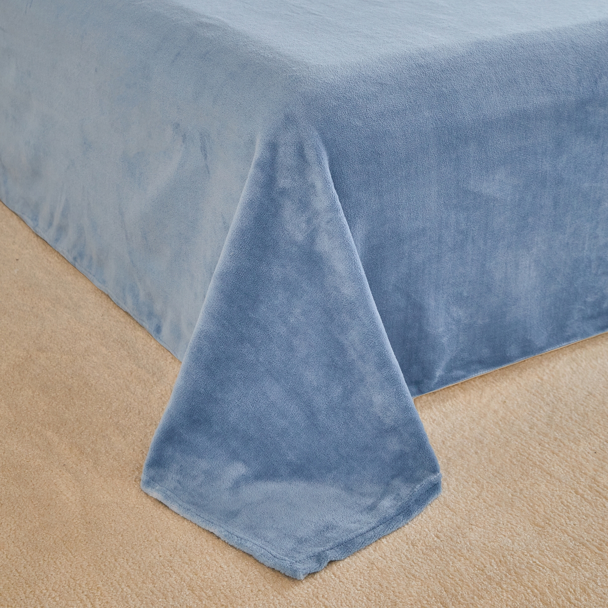 91家纺网 家纺一手货源 找家纺 曼町家居 2025新款高克重牛奶绒床单单床单床单单件 雾蓝