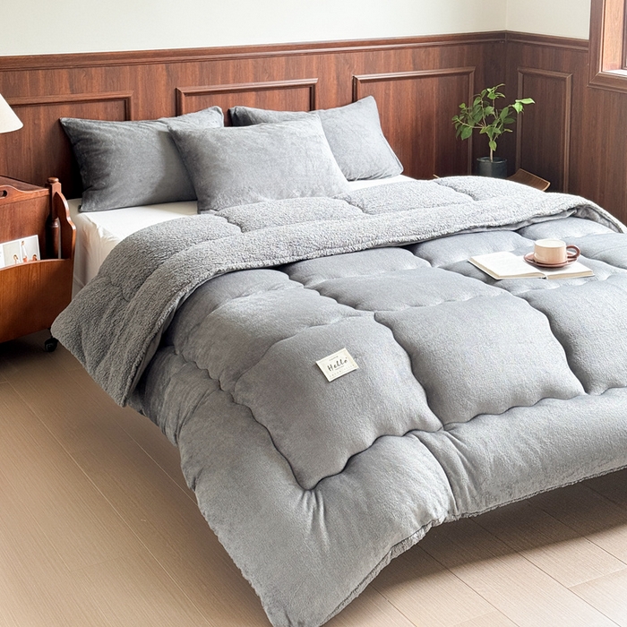 91家纺网 家纺一手货源 找家纺 吉祥家纺 2023新款牛奶绒羊羔绒春秋被冬被被芯跨境电商爆款绅士灰+灰