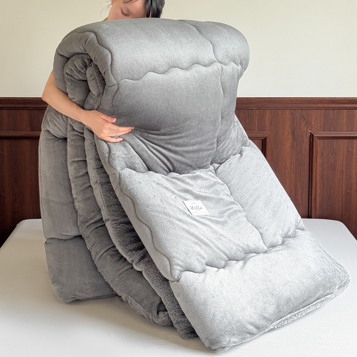 吉祥家纺 2023新款牛奶绒羊羔绒春秋被冬被被芯跨境电商爆款绅士灰+灰