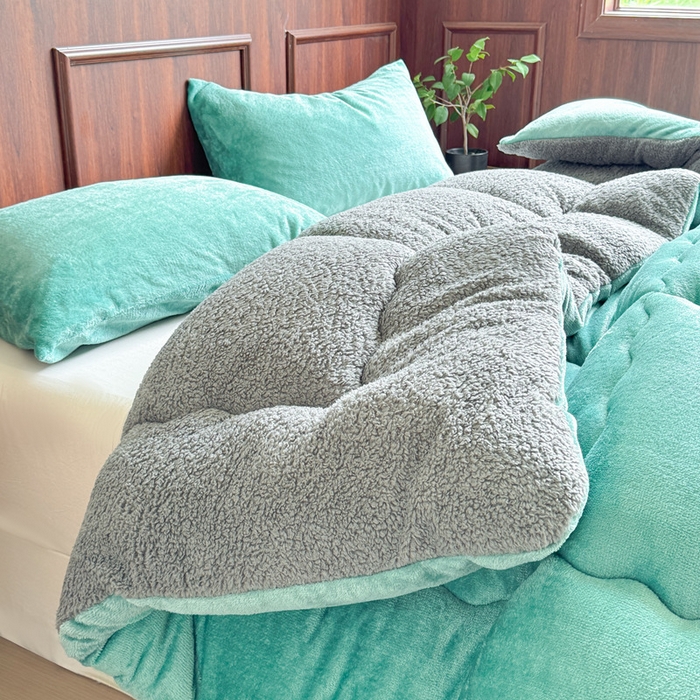 91家纺网 家纺一手货源 找家纺 吉祥家纺 2023新款牛奶绒羊羔绒春秋被冬被被芯跨境电商爆款深绿+灰