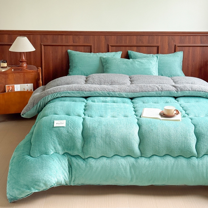 91家纺网 家纺一手货源 找家纺 吉祥家纺 2023新款牛奶绒羊羔绒春秋被冬被被芯跨境电商爆款深绿+灰