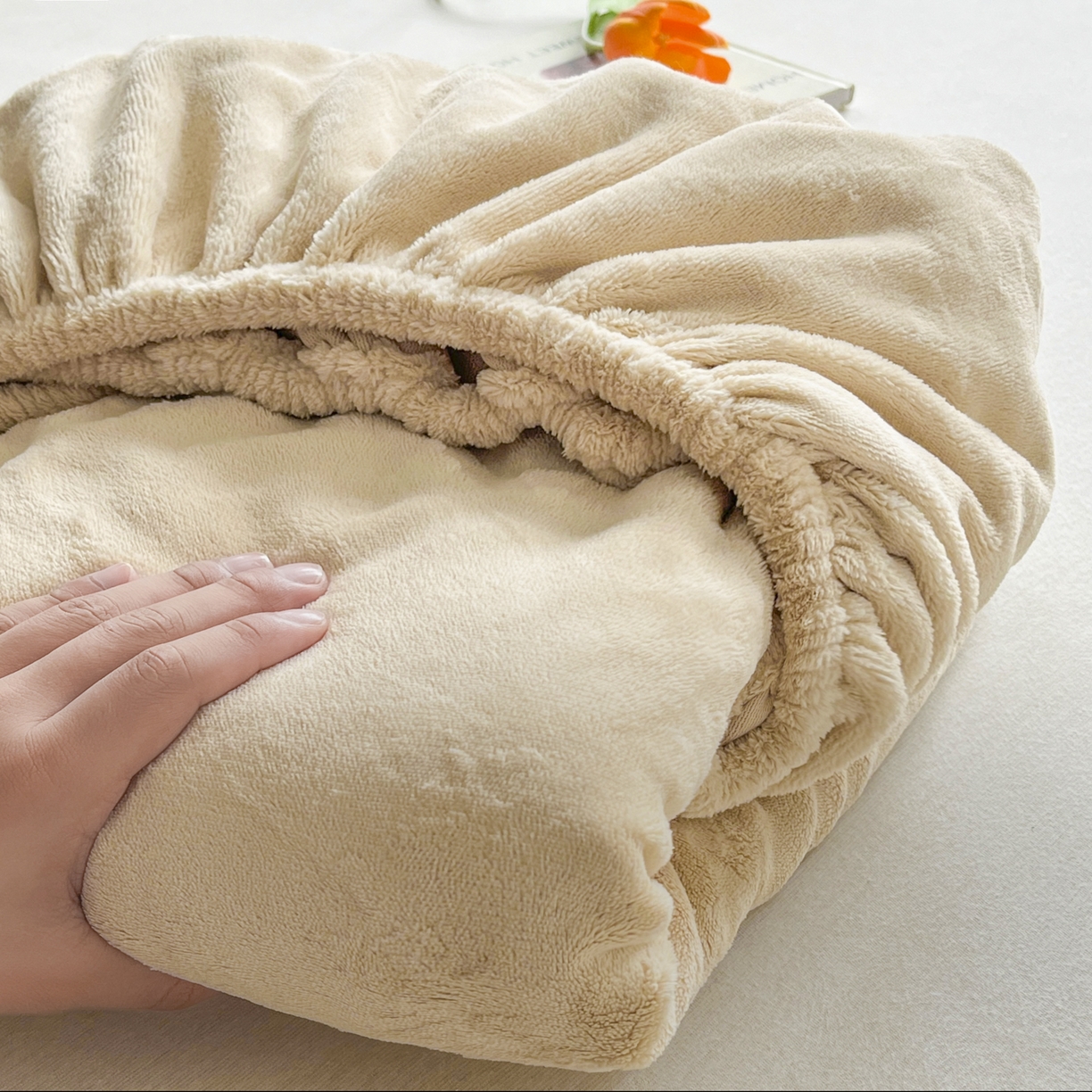 酱子 2025新款牛奶绒简约纯色床笠 米杏-cl