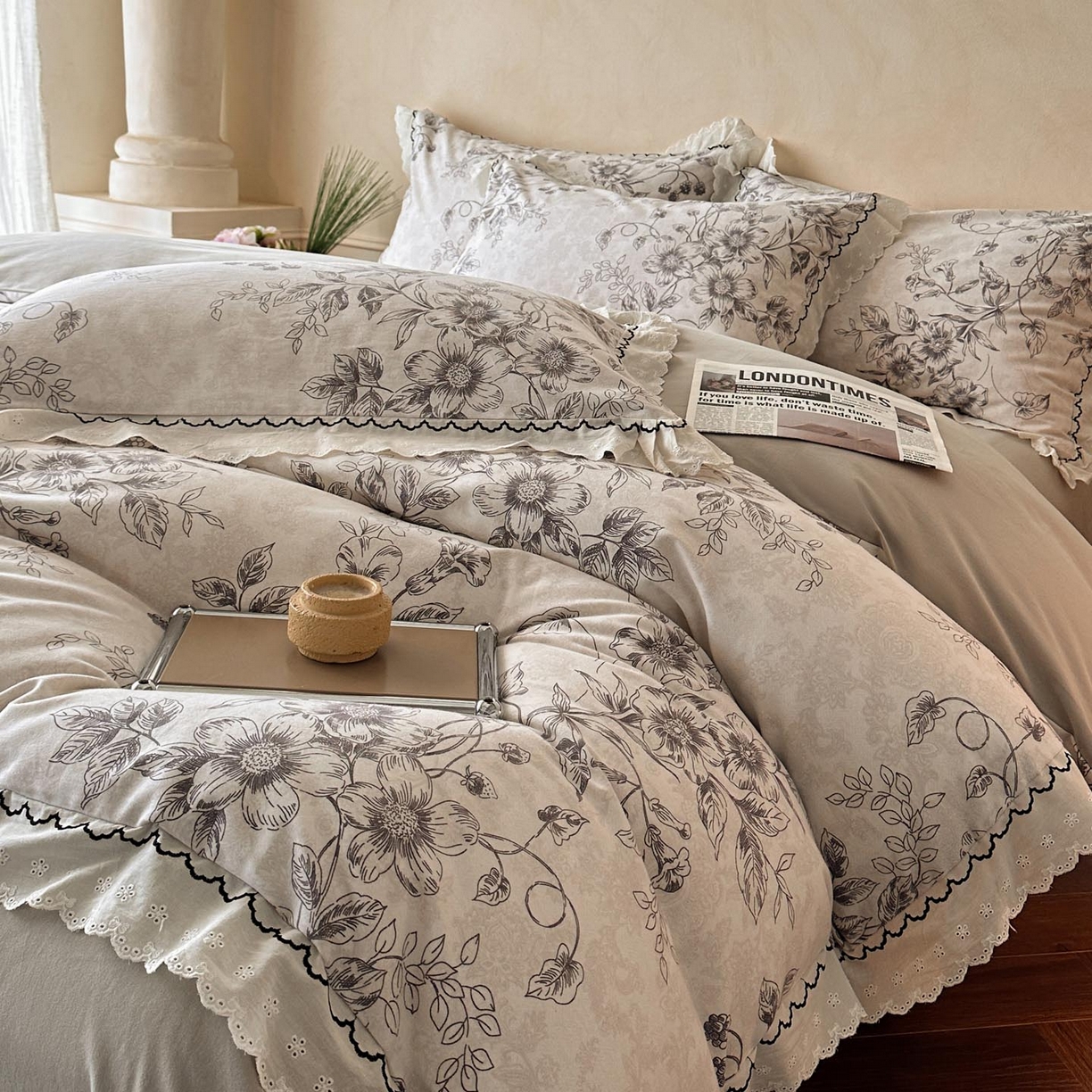 91家纺网 家纺一手货源 找家纺 （总）涵宸家纺 2025新款全棉磨毛印花四件套-雅漾