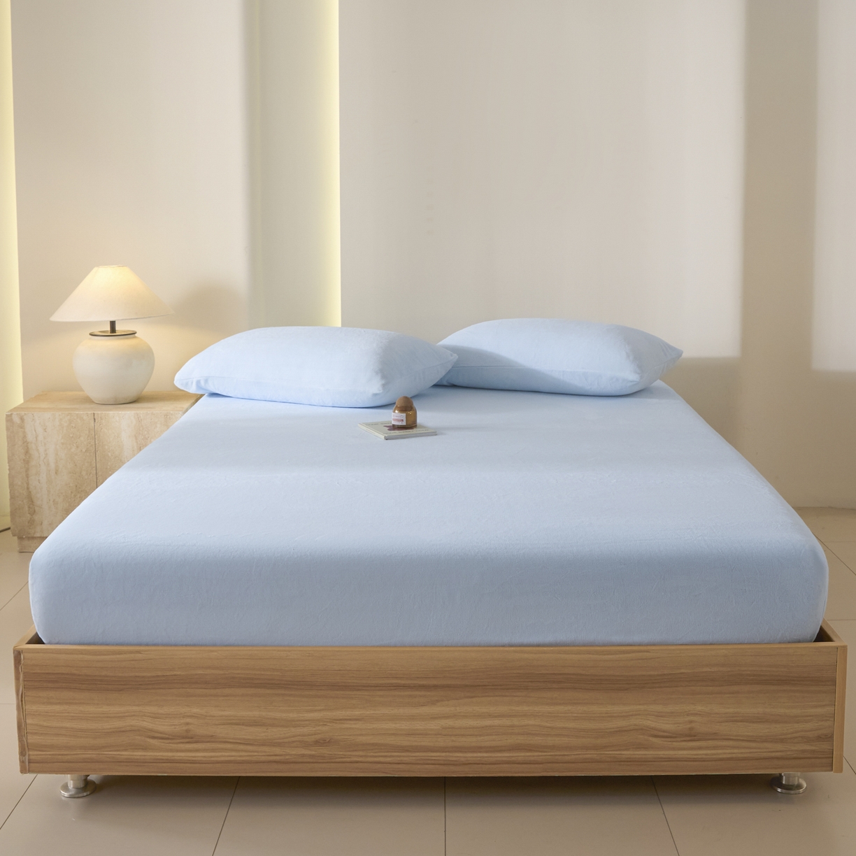 91家纺网 家纺一手货源 找家纺 酱子 2025新款牛奶绒简约纯色床笠 奶蓝-cl