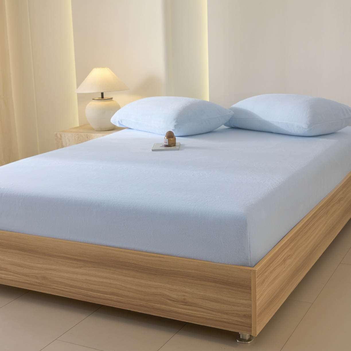 91家纺网 家纺一手货源 找家纺 酱子 2025新款牛奶绒简约纯色床笠 奶蓝-cl