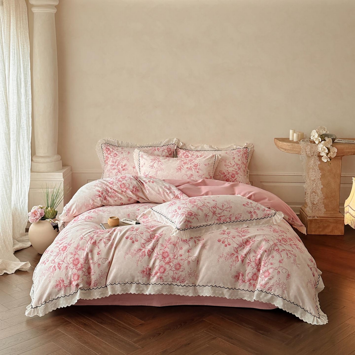 91家纺网 家纺一手货源 找家纺 （总）涵宸家纺 2025新款全棉磨毛印花四件套-雅漾