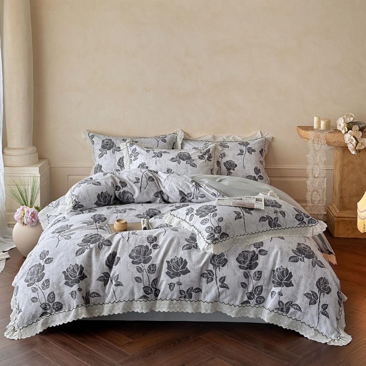 91家纺网 家纺一手货源 找家纺 （总）涵宸家纺 2025新款全棉磨毛印花四件套-雅漾