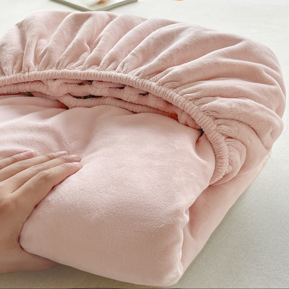 酱子 2025新款牛奶绒简约纯色床笠 桃粉-cl