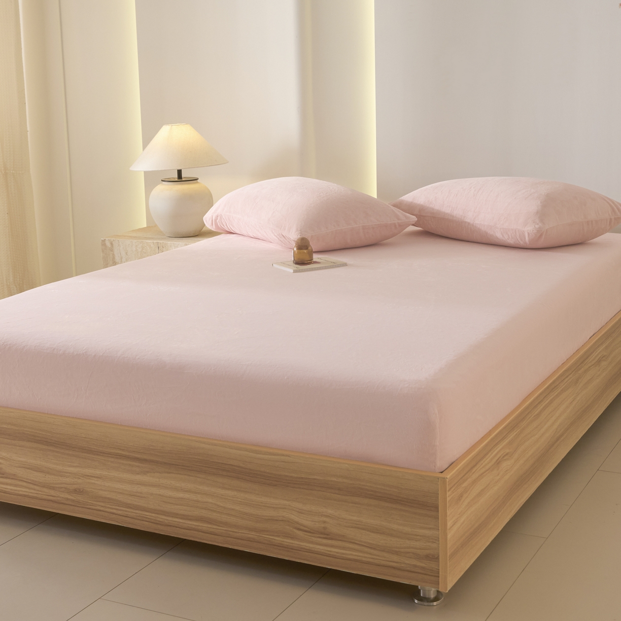 91家纺网 家纺一手货源 找家纺 酱子 2025新款牛奶绒简约纯色床笠 桃粉-cl