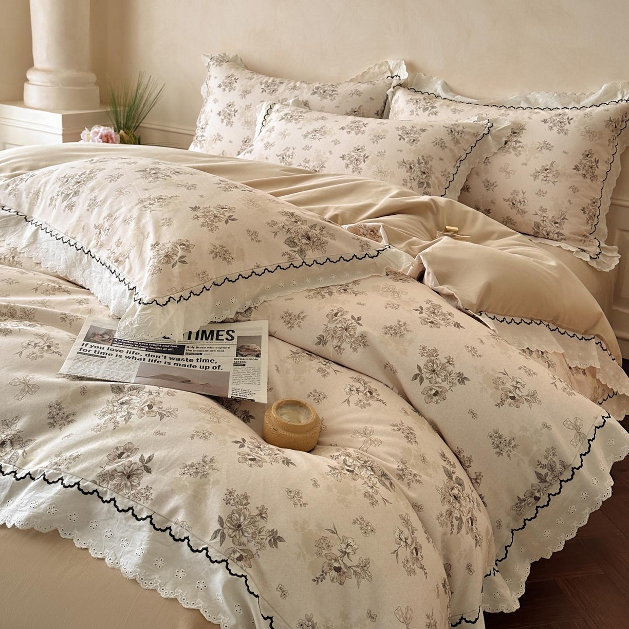 91家纺网 家纺一手货源 找家纺 涵宸家纺 2025新款全棉磨毛印花四件套-雅漾 雷雅-米