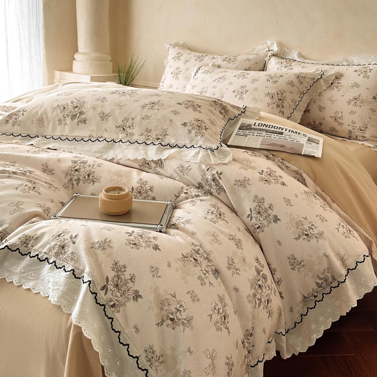 91家纺网 家纺一手货源 找家纺 涵宸家纺 2025新款全棉磨毛印花四件套-雅漾 雷雅-米