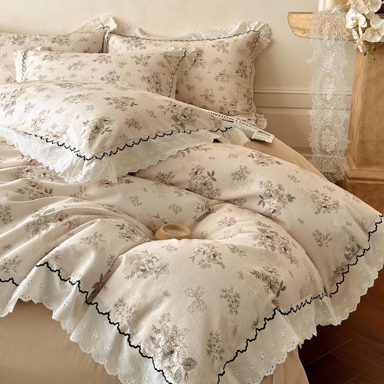 91家纺网 家纺一手货源 找家纺 涵宸家纺 2025新款全棉磨毛印花四件套-雅漾 雷雅-米