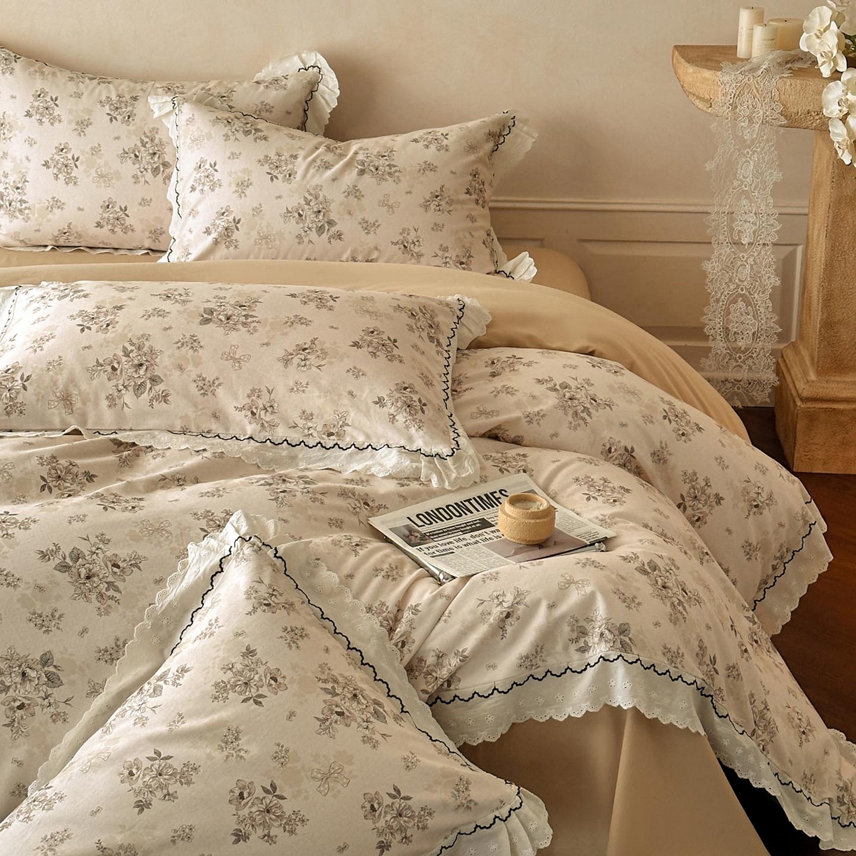 91家纺网 家纺一手货源 找家纺 涵宸家纺 2025新款全棉磨毛印花四件套-雅漾 雷雅-米