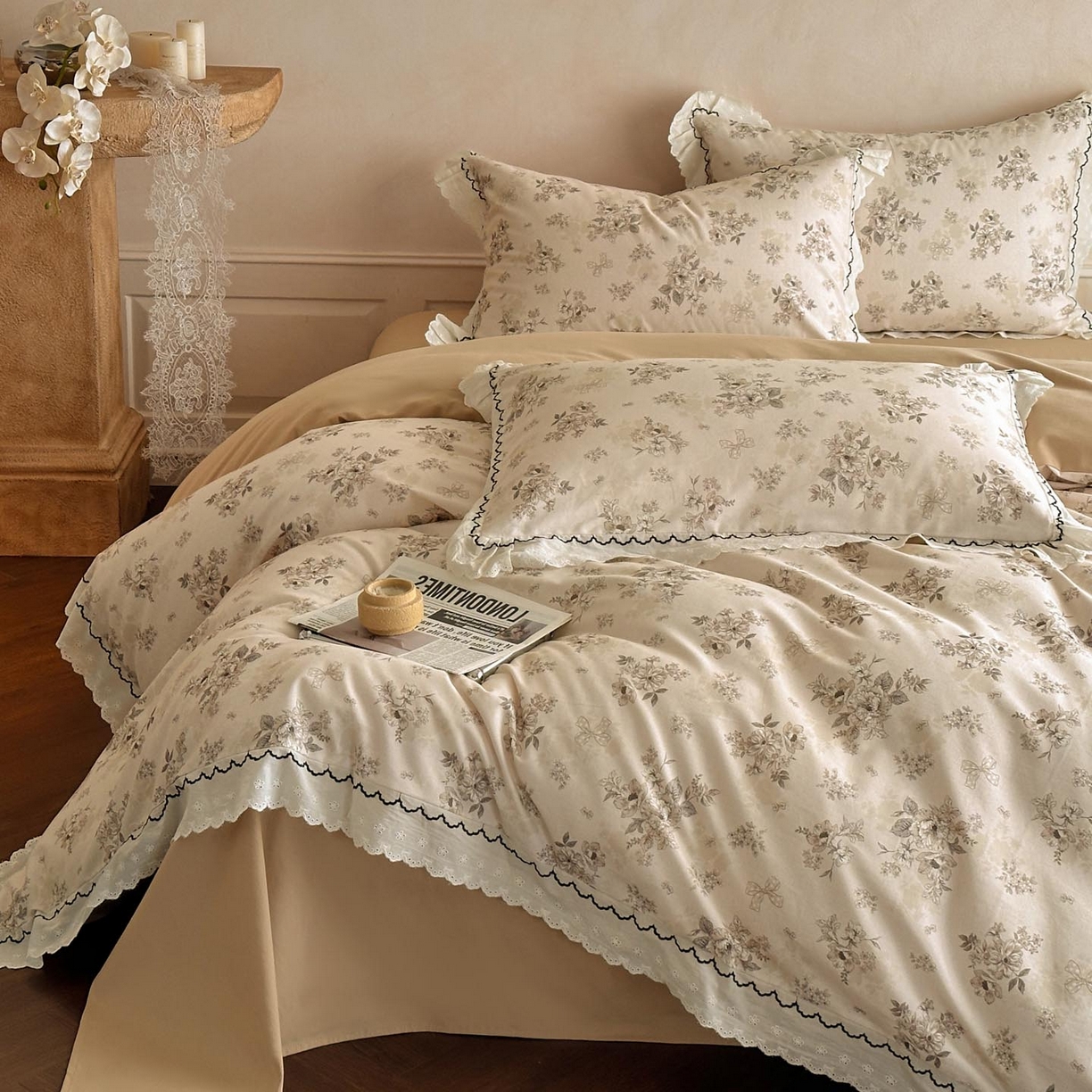 91家纺网 家纺一手货源 找家纺 涵宸家纺 2025新款全棉磨毛印花四件套-雅漾 雷雅-米