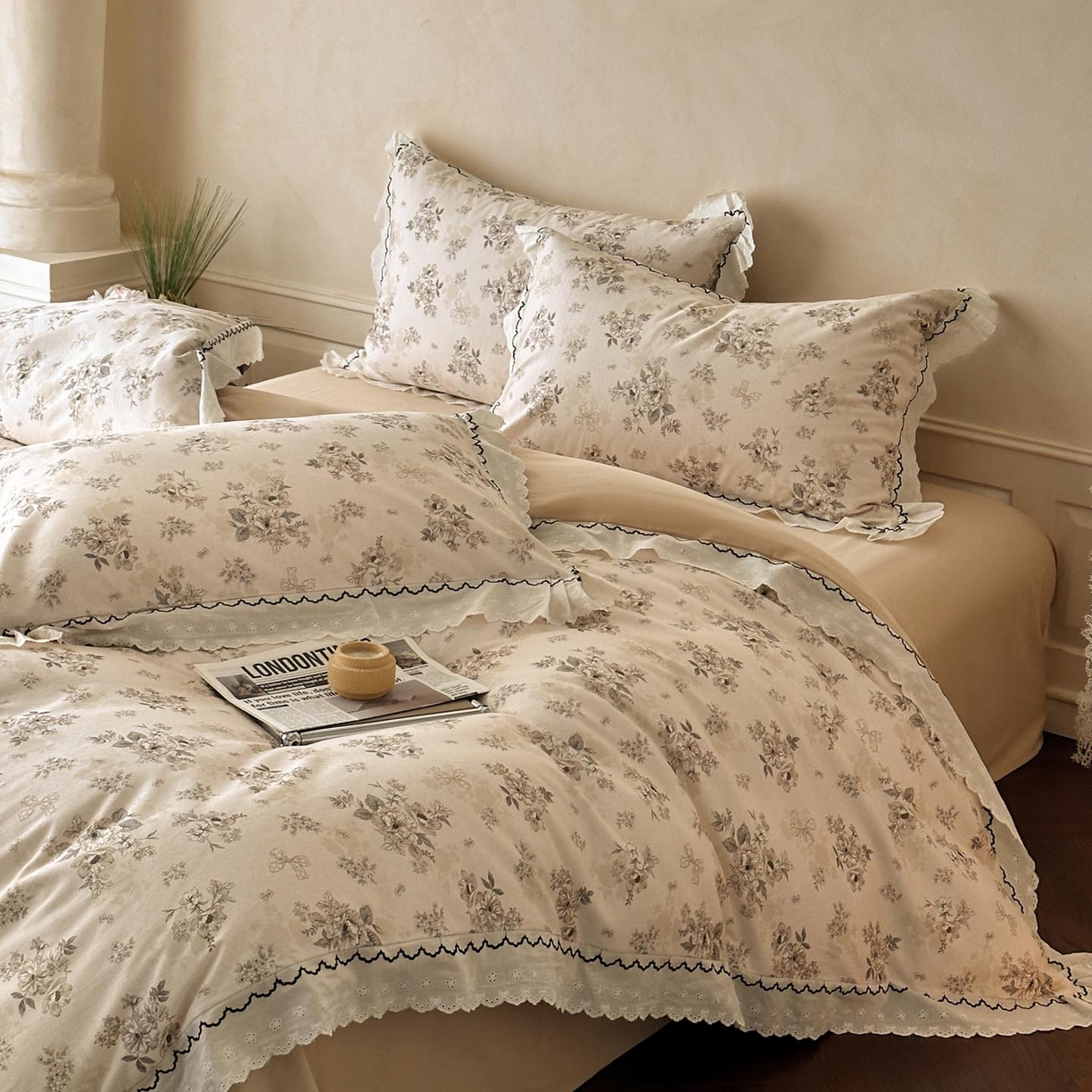 91家纺网 家纺一手货源 找家纺 涵宸家纺 2025新款全棉磨毛印花四件套-雅漾 雷雅-米